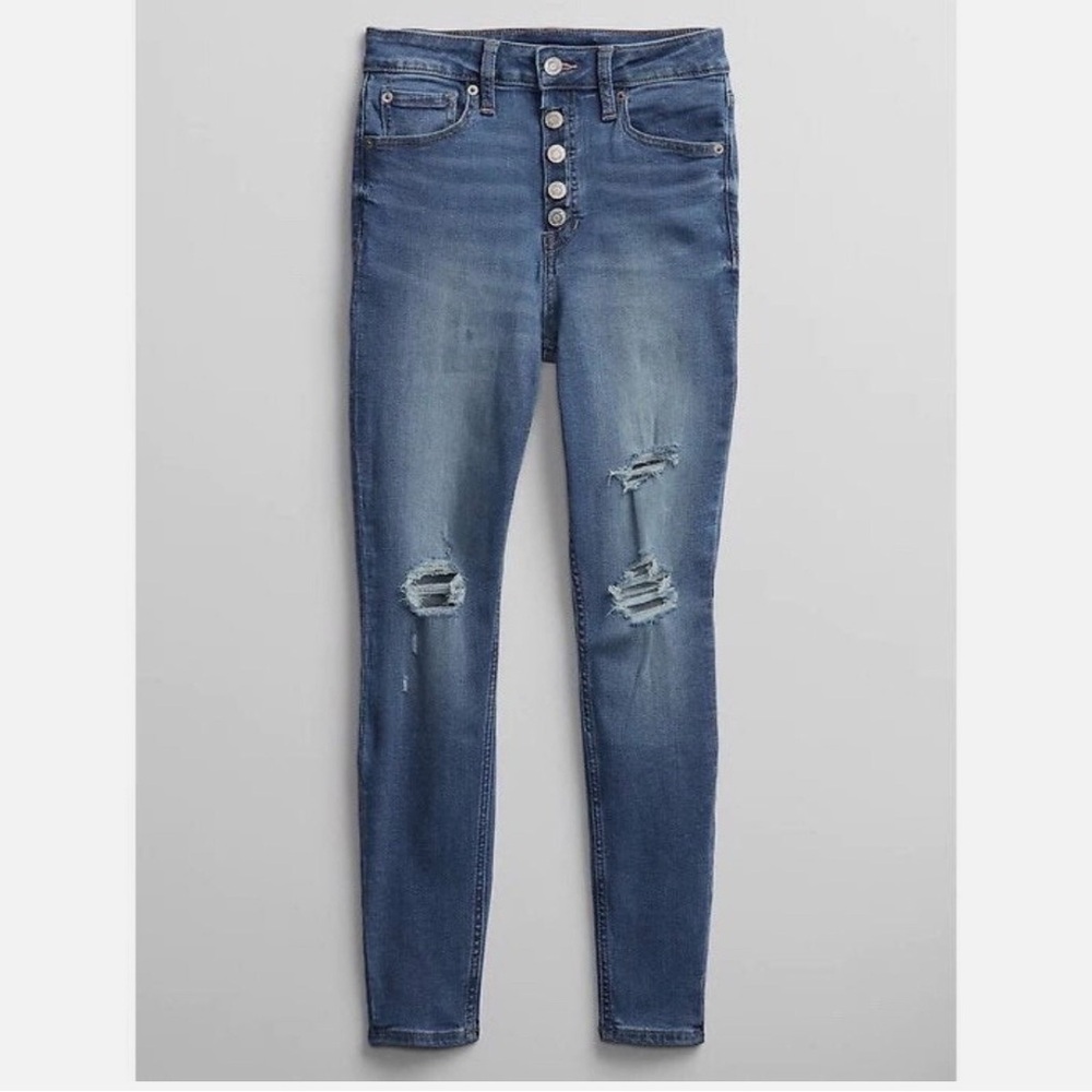 GAP High Rise Blue Distressed Jeans - Picture 2 of 6